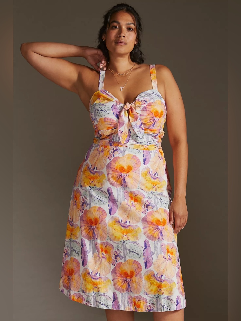 Anthropologie Cecilia Pettersson Size 10 Tie Front Midi Dress Floral Sleeveless